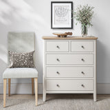 Penrose Coconut White 2 Over 3 Chest with metal handles from Roseland Furniture