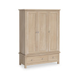 Farrow Oak Triple Wardrobe with Drawers from Roseland Furniture