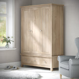 Farrow Oak Triple Wardrobe with Drawers from Roseland Furniture