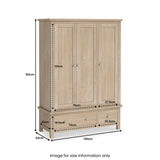 Farrow Oak Triple Wardrobe with Drawers