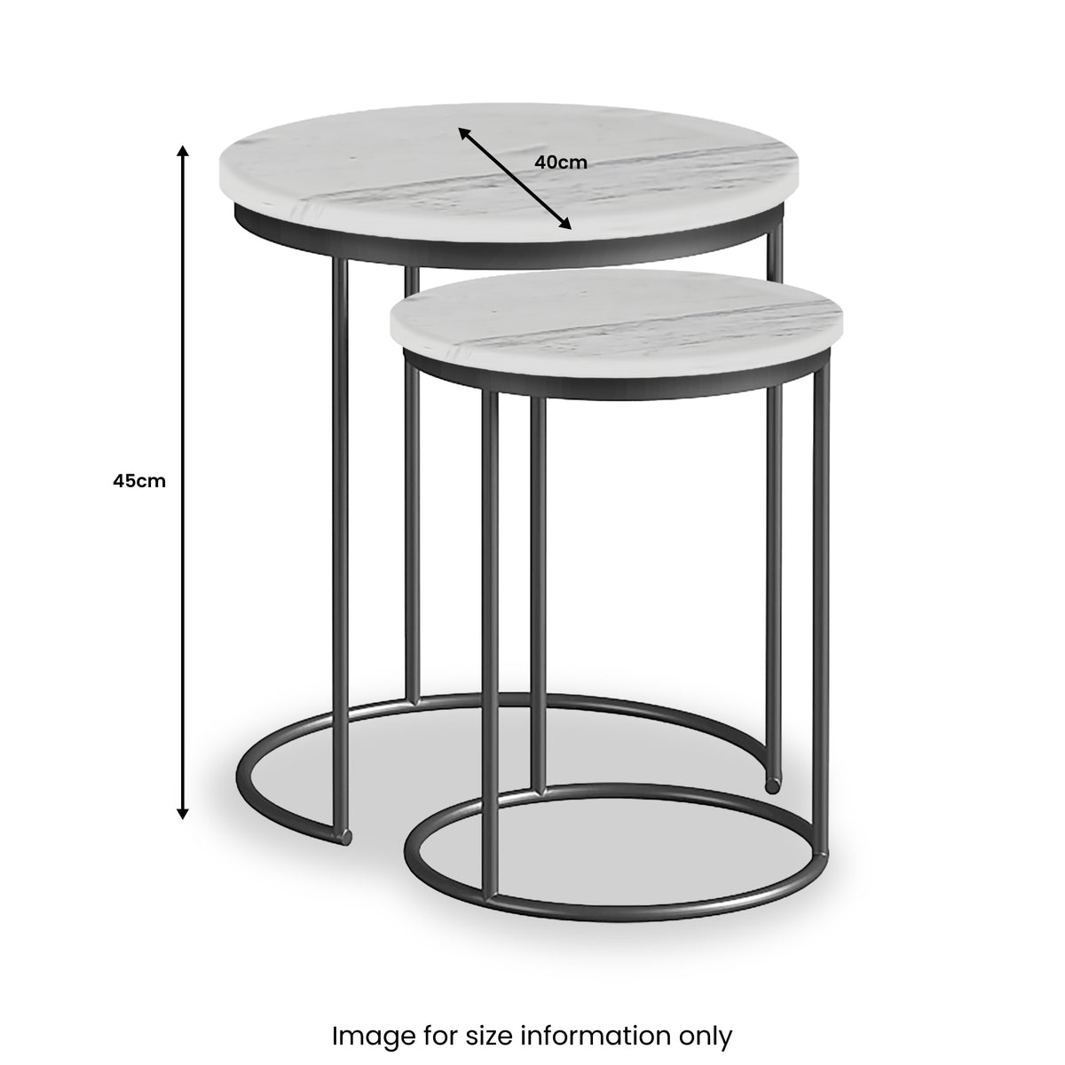 Pimlico-Banswara-Marble-Grey-Frame-Nest-of-2-Tables from Roseland Furniture