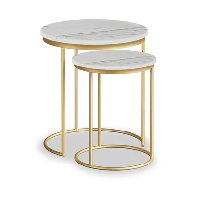 Pimlico Marble Nest of 2 Tables with Gold Frame