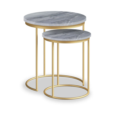 Pimlico Marble Nest of 2 Tables with Gold Frame