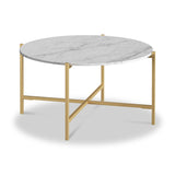 Pimlico-Banswara-Marble-Gold-Frame-Round-Coffee-Table from Roseland Furniture