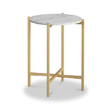 Pimlico-Banswara-Marble-Gold-Frame-Round-Side-Table from Roseland Furniture