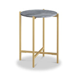 Pimlico-grey-marble-gold-frame-round-side-table  from Roseland Furniture