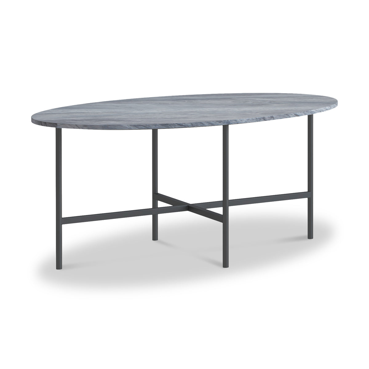 Pimlico-grey-marble-grey-frame-oval-coffee-table from Roseland Furniture