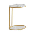 Pimlico-banswara-marble-gold-frame-oval-c-side-table  from Roseland Furniture