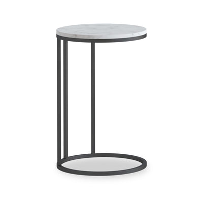 Pimlico Marble Round C Side Table with Grey Frame