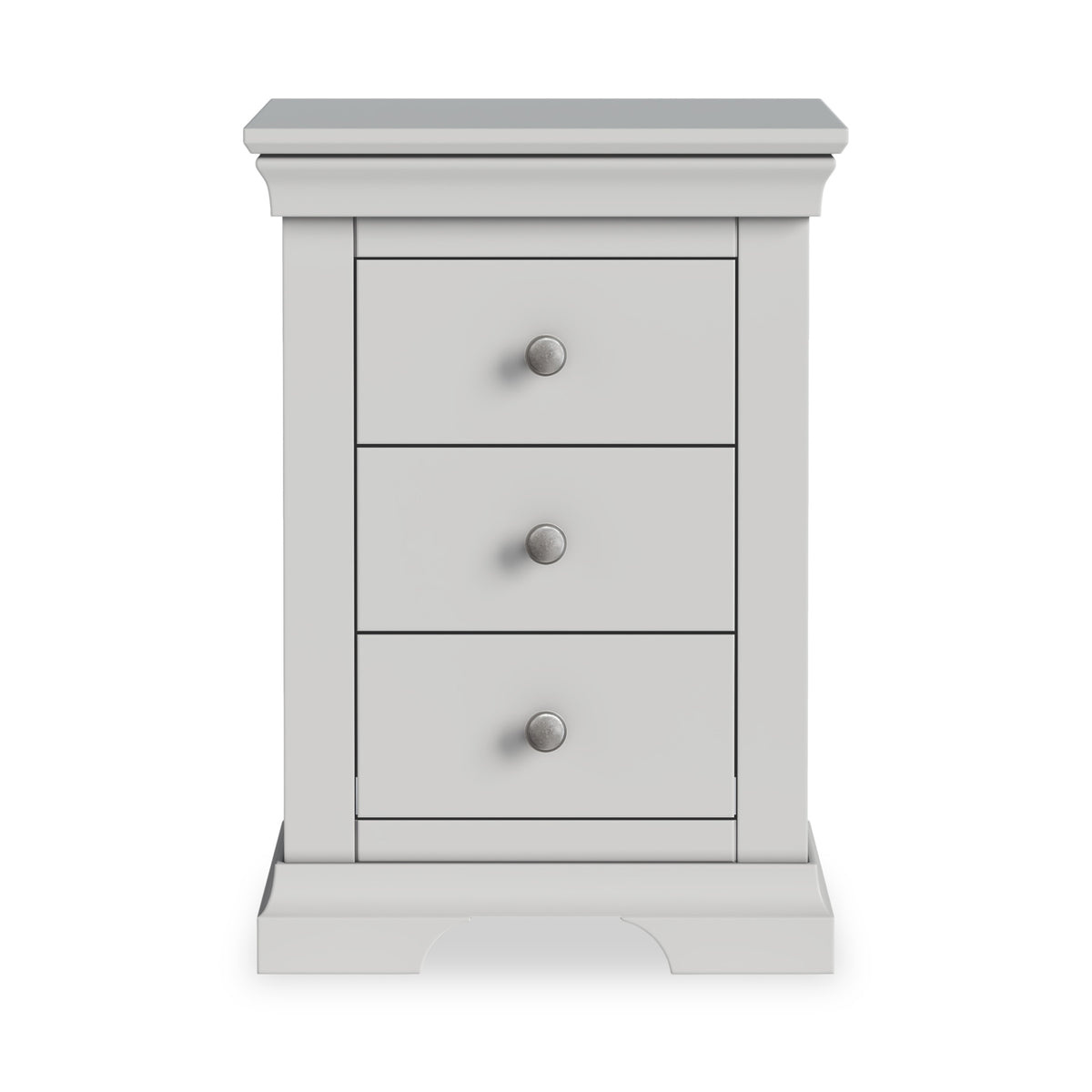 Colette Grey 3 Drawer Bedside Table from Roseland Furniture