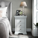 Colette Grey 3 Drawer Bedside Table from Roseland Furniture