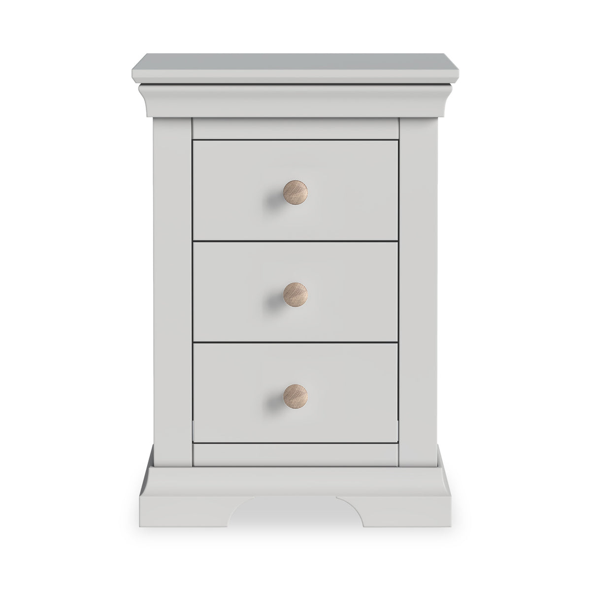 Colette Grey 3 Drawer Bedside Table from Roseland Furniture