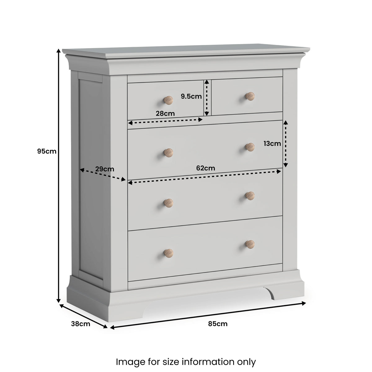 Colette Grey 2 Over 3 Chest Of Drawers from Roseland Furniture