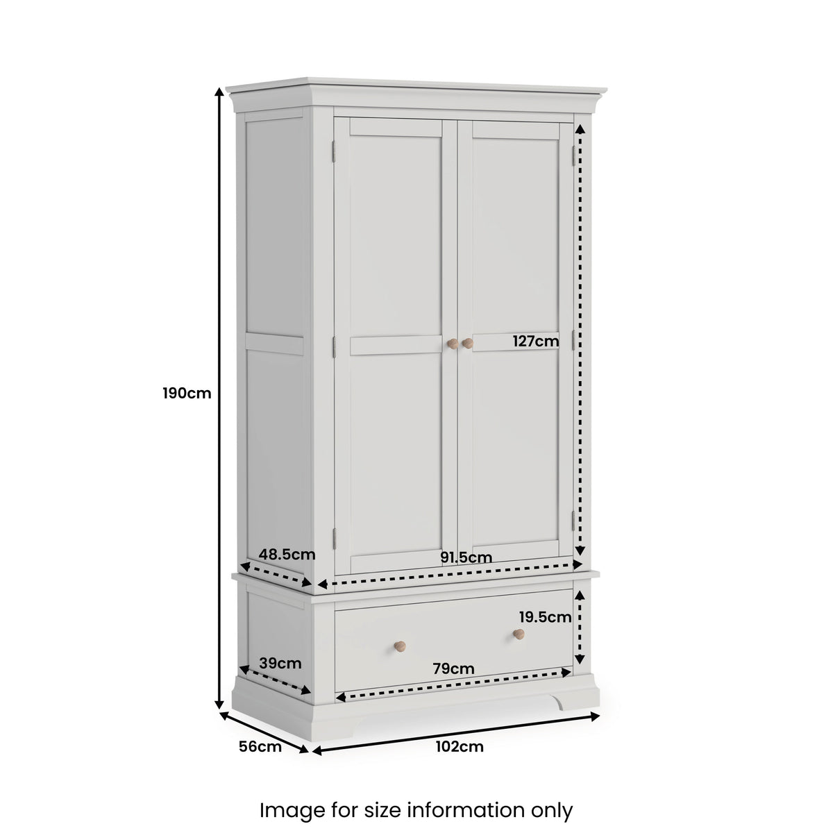 Colette Grey Double Wardrobe Drawer from Roseland Furniture