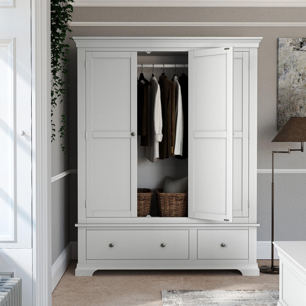 Colette Grey Triple Wardrobe Drawer from Roseland Furniture