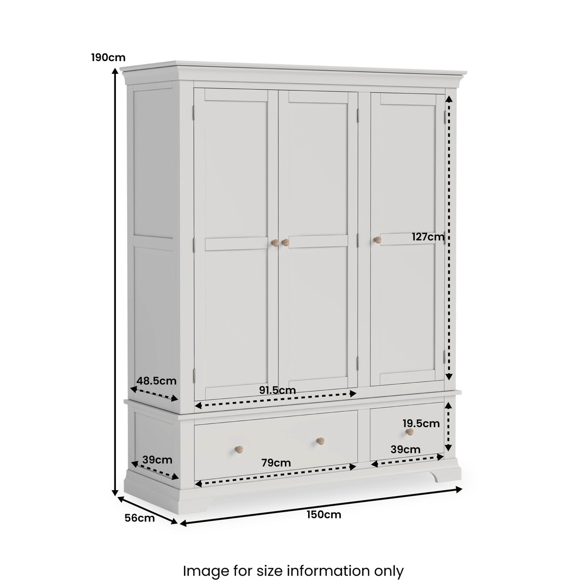 Colette Grey Triple Wardrobe Drawer from Roseland Furniture