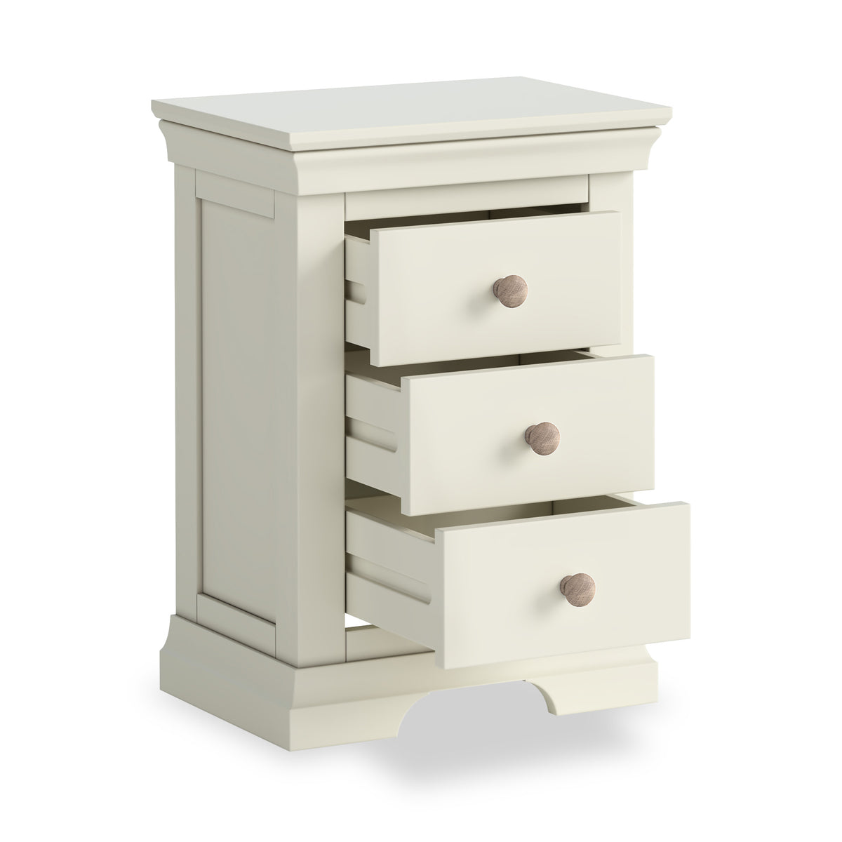 Colette Cream 3 Drawer Bedside Table from Roseland Furniture