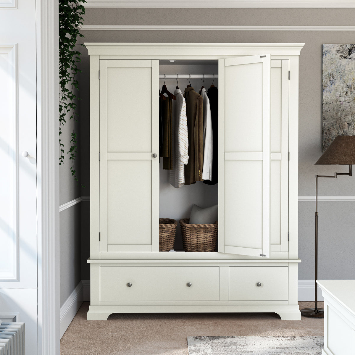 Colette Cream Triple Wardrobe Drawer from Roseland Furniture