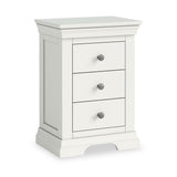 Colette Warm White 3 Drawer Bedside Table from Roseland Furniture