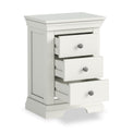 Colette Warm White 3 Drawer Bedside Table from Roseland Furniture