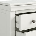 Colette Warm White 3 Drawer Bedside Table from Roseland Furniture