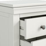 Colette Warm White 3 Drawer Bedside Table from Roseland Furniture