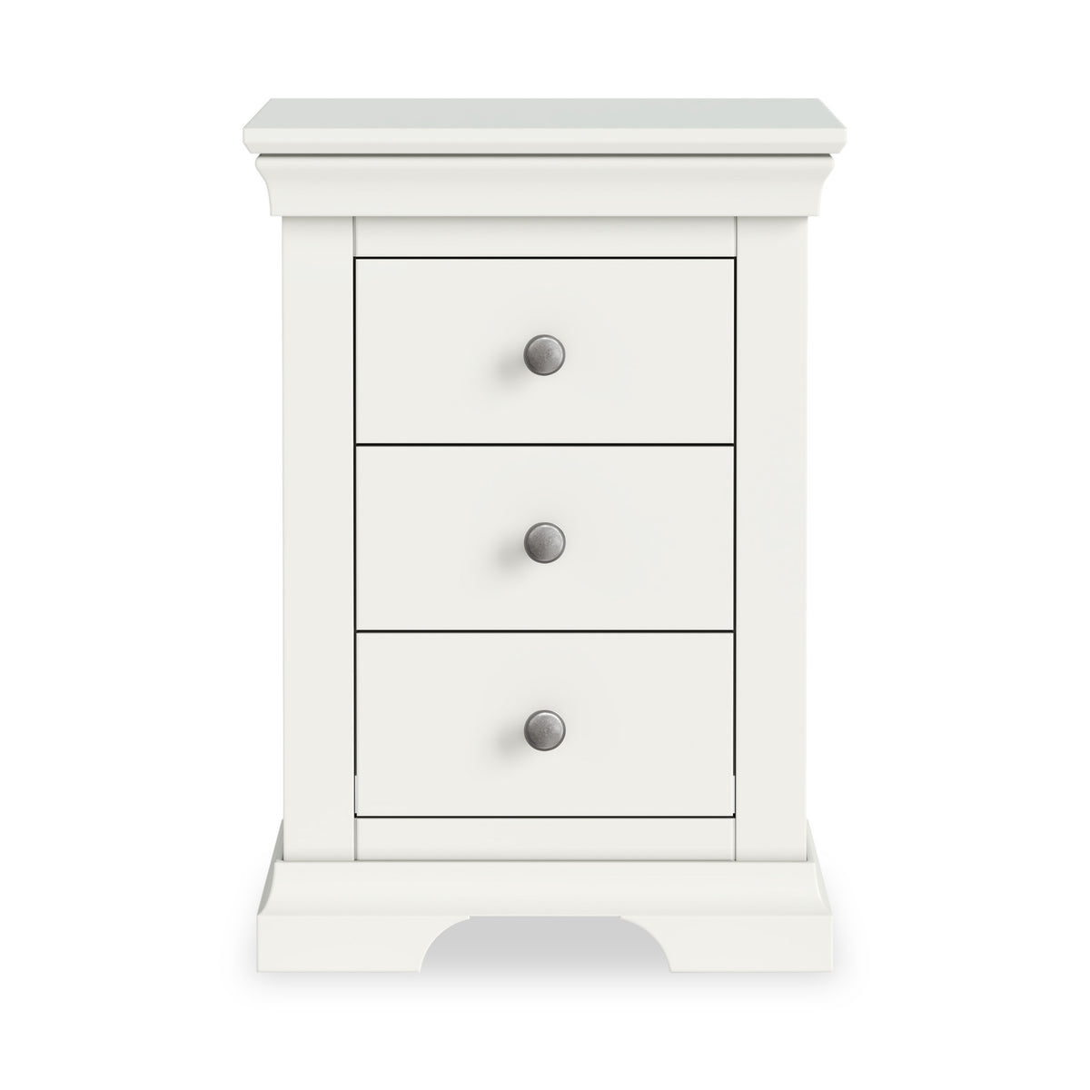 Colette Warm White 3 Drawer Bedside Table from Roseland Furniture