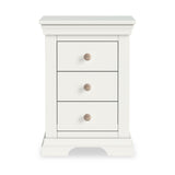 Colette Warm White 3 Drawer Bedside Table from Roseland Furniture