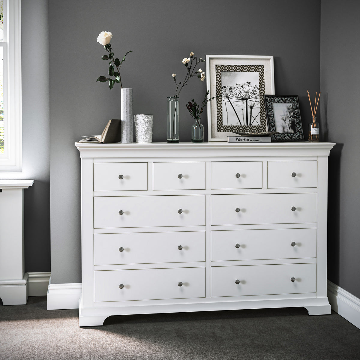 Colette Warm White 4 Over 6 Chest Of Drawers from Roseland Furniture