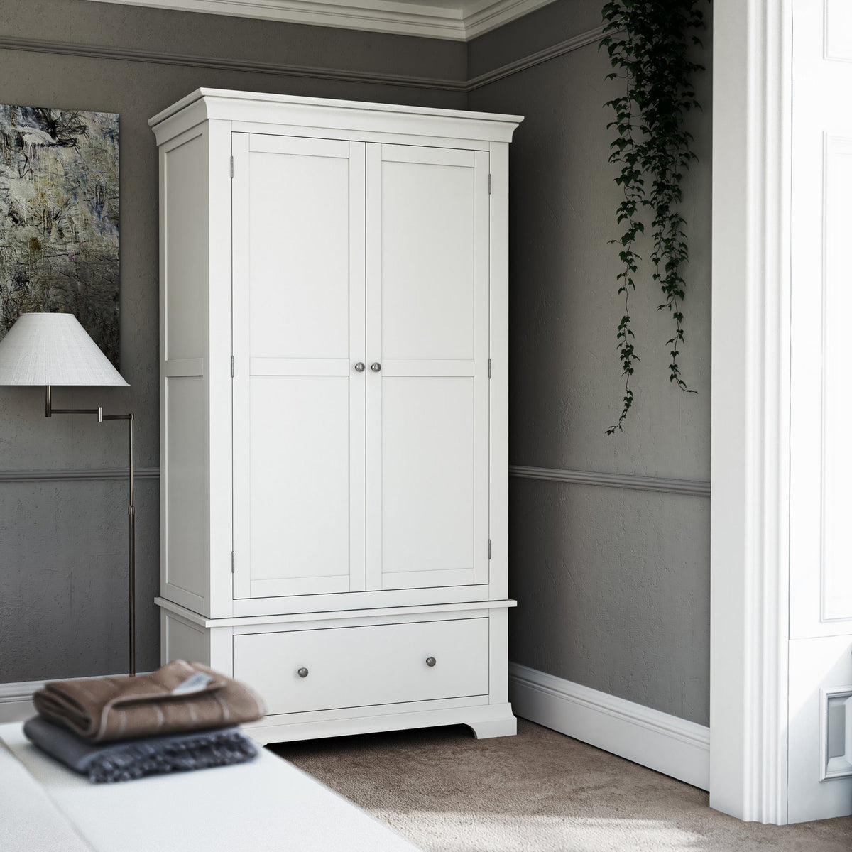 Colette Warm White Double Wardrobe Drawer from Roseland Furniture