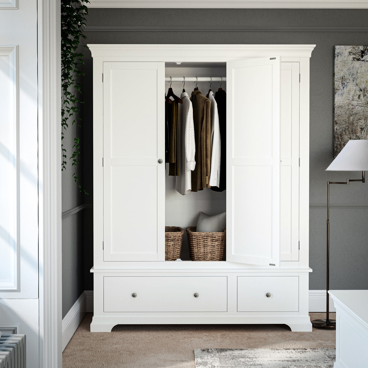 Colette Warm White Triple Wardrobe Drawer from Roseland Furniture