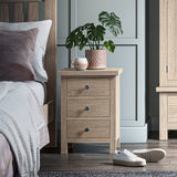 Trelan Oak 3 Drawer Bedside Cabinet 
from Roseland Furniture