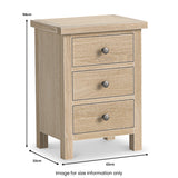 Trelan-Oak-3-Drawer-Bedside-Table-Cabinet from Roseland Furniture