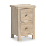 Trelan-Oak-2-Drawer-Slim-Bedside-Table-Cabinet from Roseland Furniture