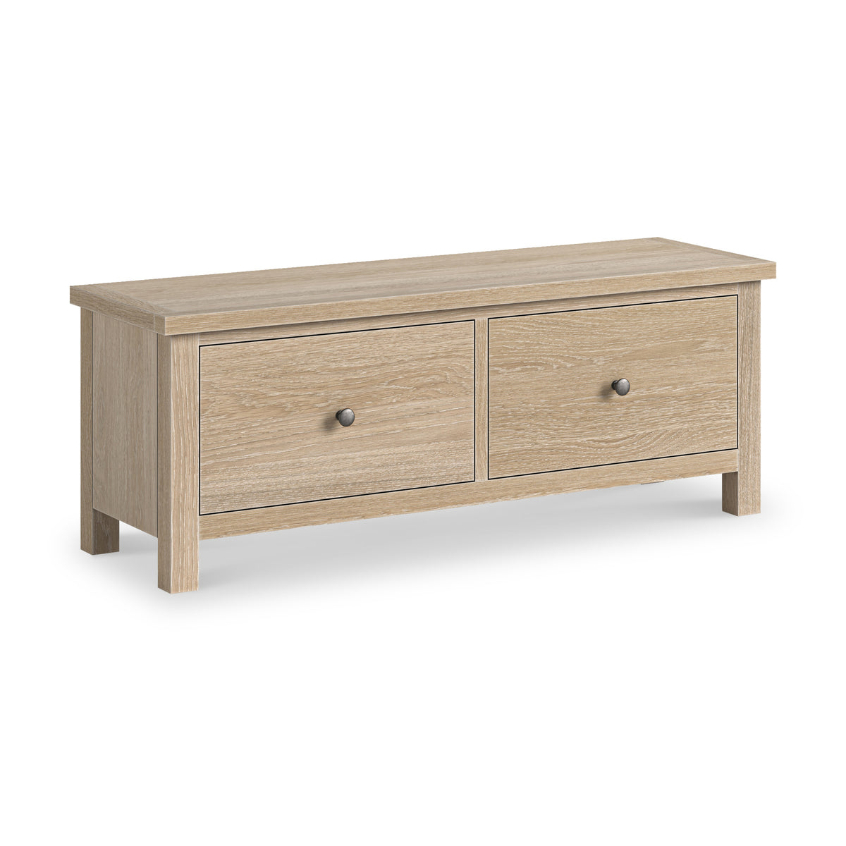 Trelan-Oak-2-Drawer-Blanket-Bench from Roseland Furniture