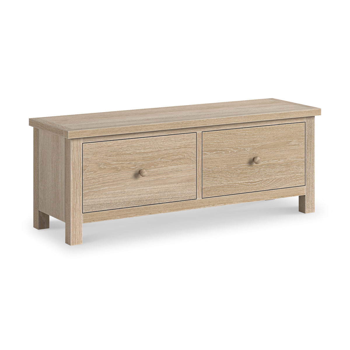 Trelan-Oak-2-Drawer-Blanket-Bench from Roseland Furniture