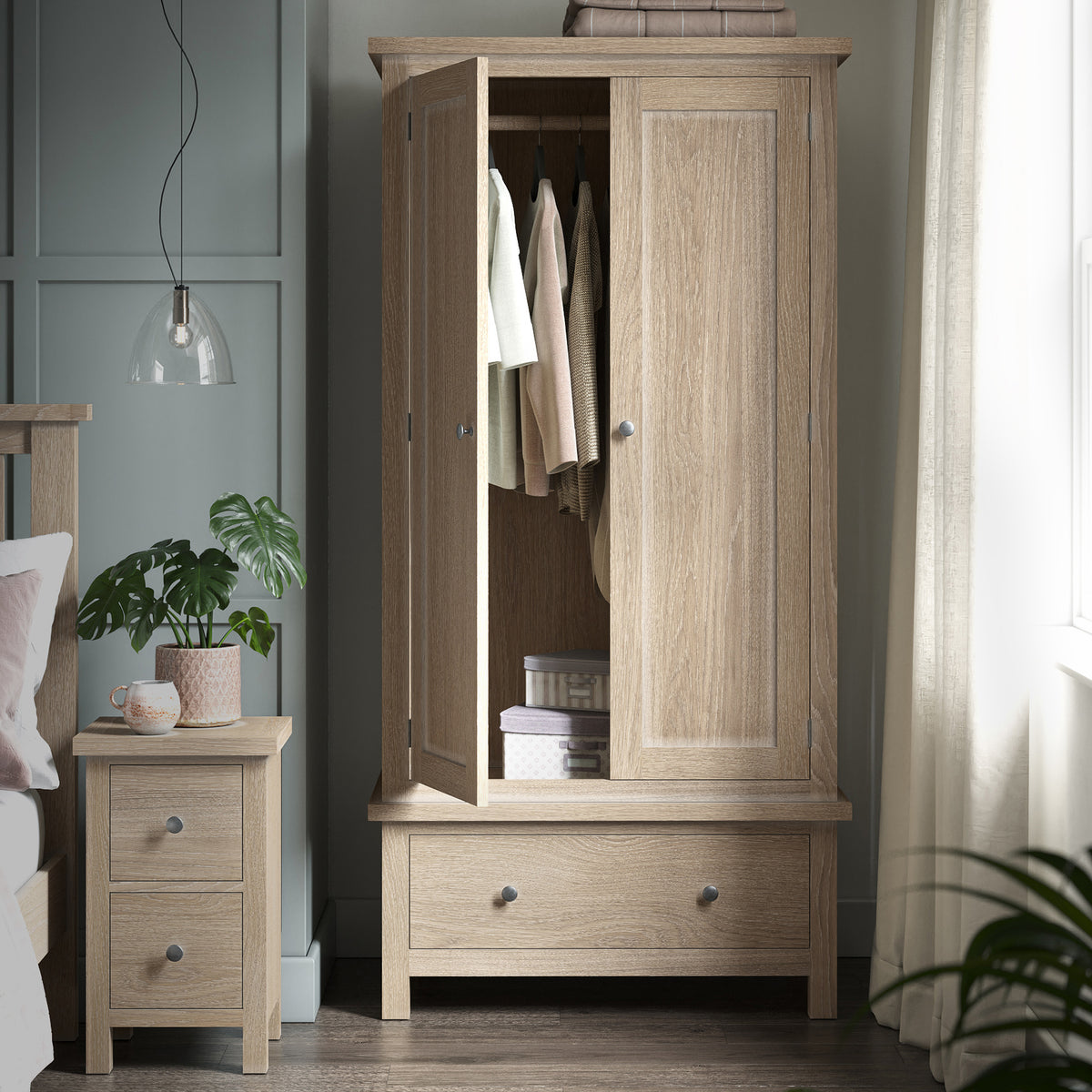 Trelan Oak Double Wardrobe from Roseland Furniture