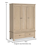 Trelan-Oak-2-Drawer-Triple-Wardrobefrom Roseland Furniture