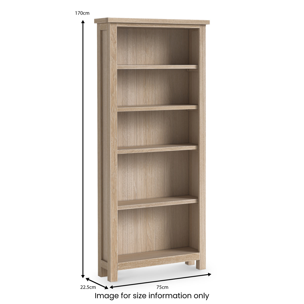 Trelan oak large bookcase dimensions