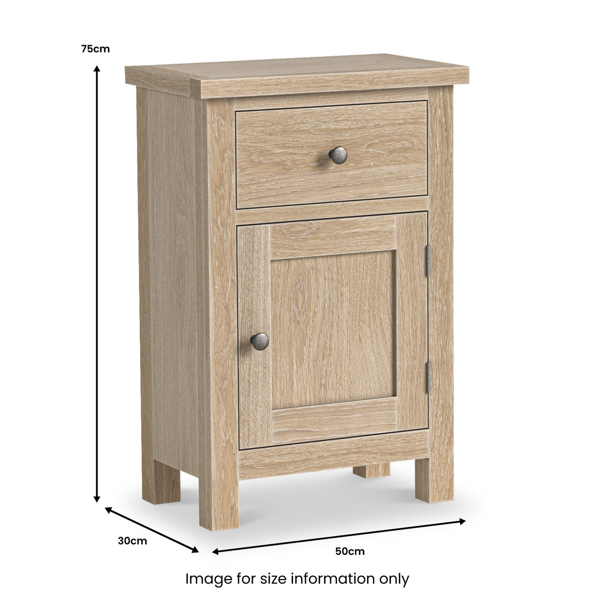 Trelan-Oak-Single-Drawer-Small-Cupboard from Roseland Furniture