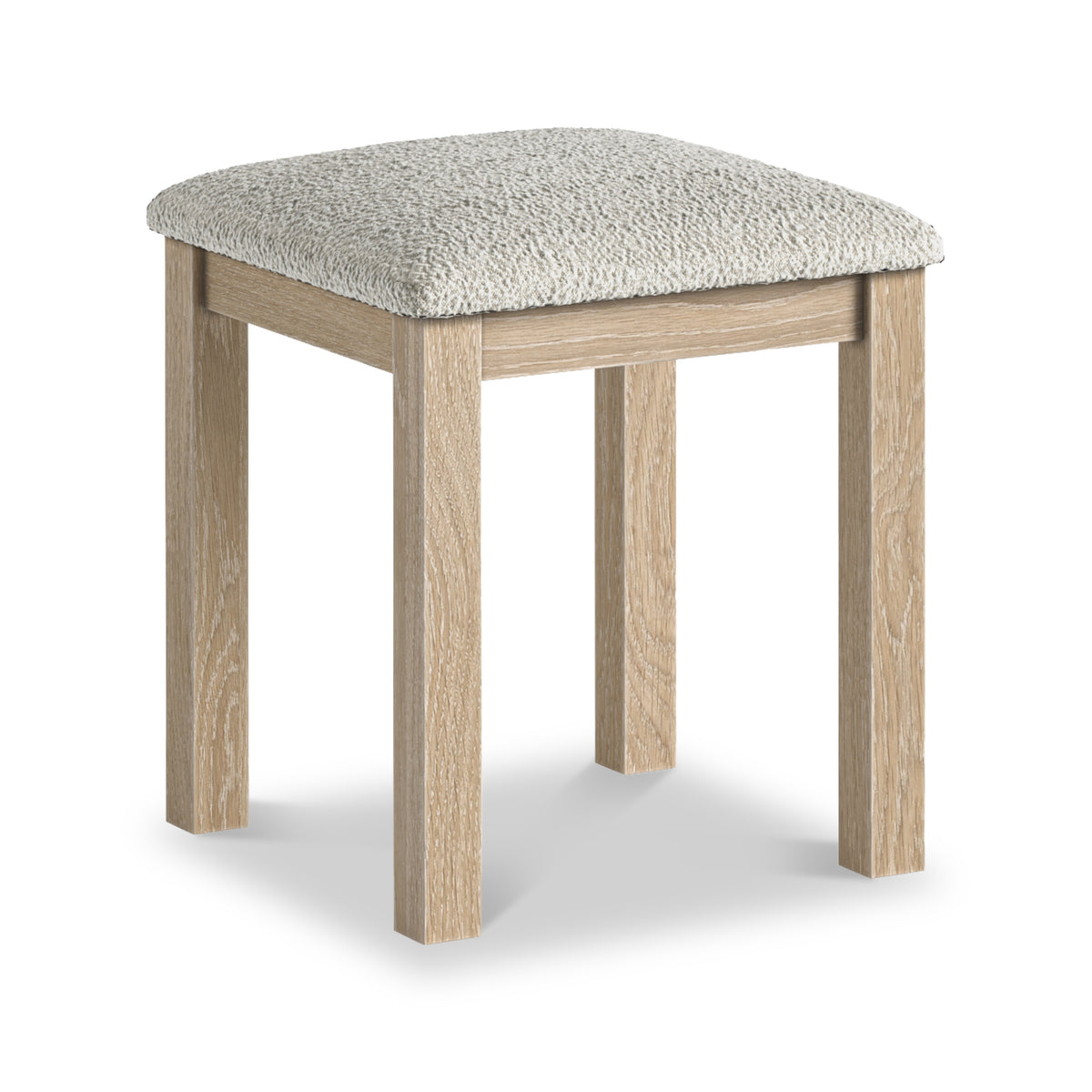 Trelan-Oak-Boucle-Dressing-Table-Stool from Roseland Furniture