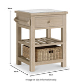 Trelan Oak Marble Top Kitchen Island dimensions
