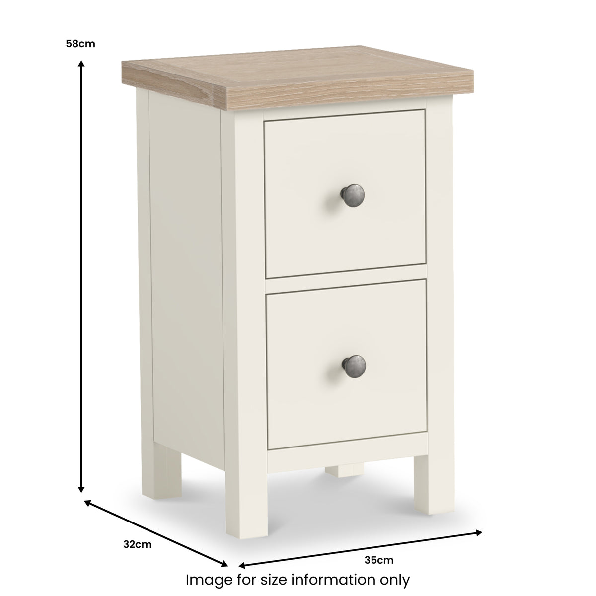 Trelan Painted 2 Drawer Slim Bedside Coconut from Roseland Furniture