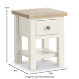 Trelan Painted 1 Drawer Lamp Table Coconut Dimensions from Roseland Furniture