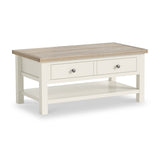 Trelan Painted Coffee Table w Shelf Coconut from Roseland Furniture