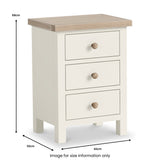 Trelan Painted 3 Drawer Bedside Dimensions from Roseland Furniture