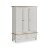 Trelan Painted 2 Drawer Triple Wardrobe Light Grey from Roseland Furniture