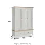 Trelan Painted 2 Drawer Triple Wardrobe Light Grey from Roseland Furniture