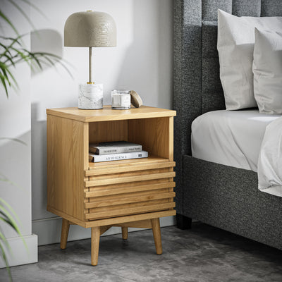 Kari Light Oak Slim Bedside Table