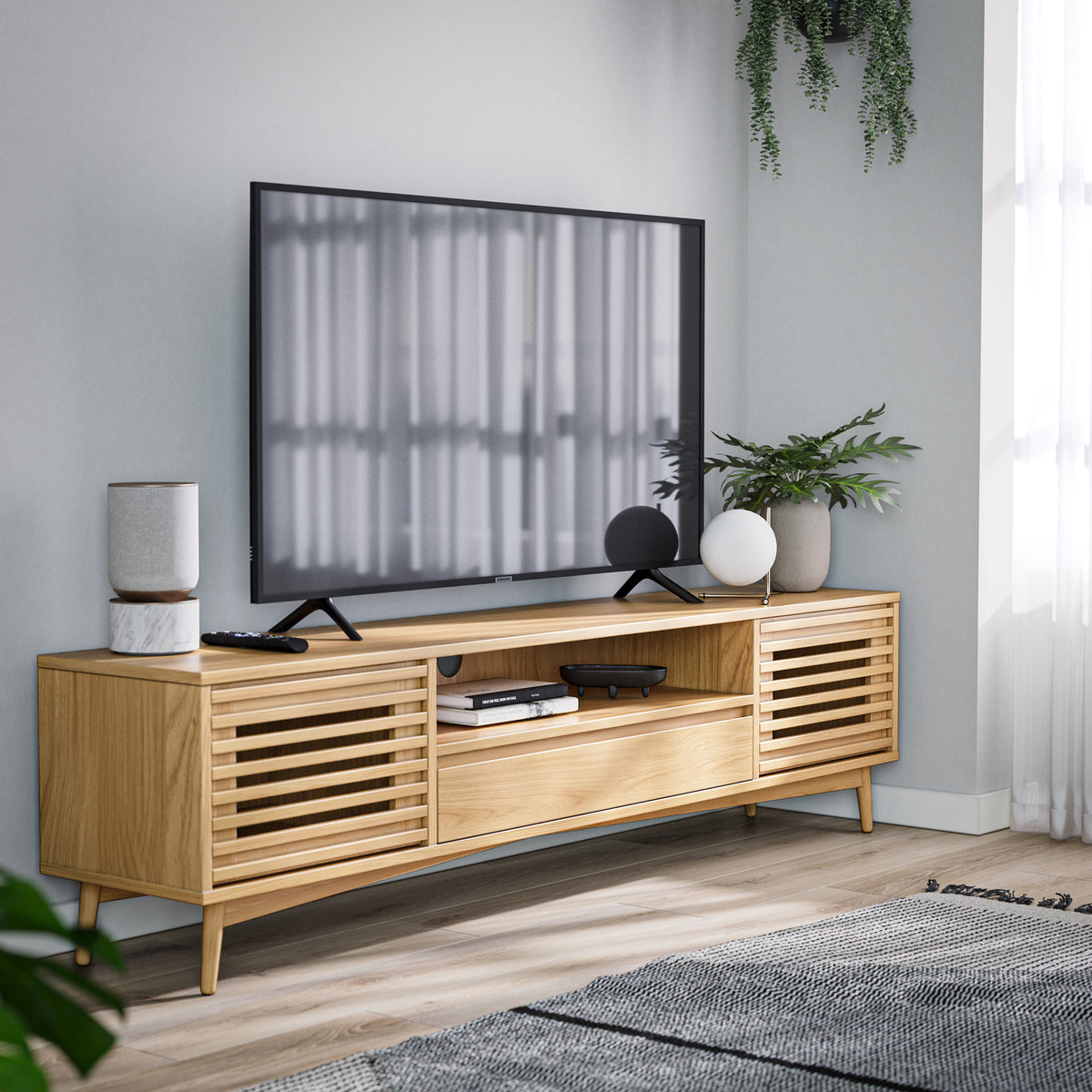 Kari-oak-190cm-extra-wide-tv-unit-light-stain from Roseland Furniture